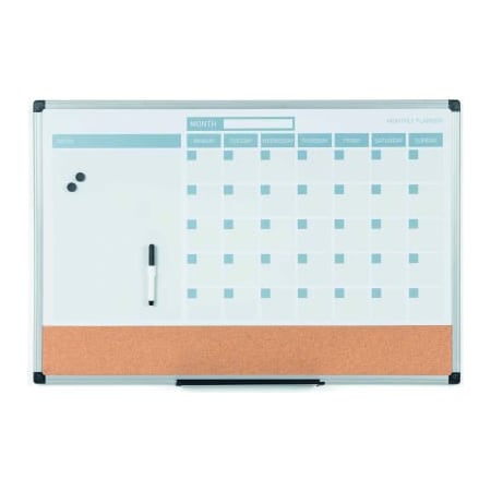 Bi-Silque MasterVision 3-in-1 Dry-Erase Calendar Planner Board, 24in X 36in, Silver Frame MB0707186P